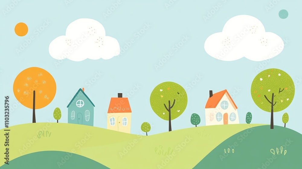 Charming Countryside Village Scene Charming Countryside Village Scene