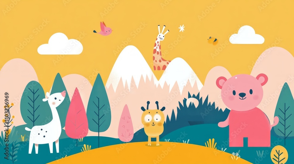 Fototapeta premium Adorable Forest Animals Illustration