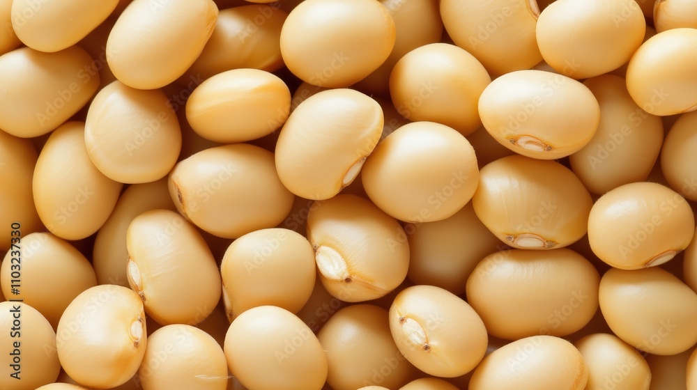 A close-up illustration of a soybean, showcasing its smooth, round shape and natural beige color. The detailed texture of the soybean is highlighted, making it a perfect visual for concepts A close-up illustration of a soybean, showcasing its smooth, round shape and natural beige color. The detailed texture of the soybean is highlighted, making it a perfect visual for concepts