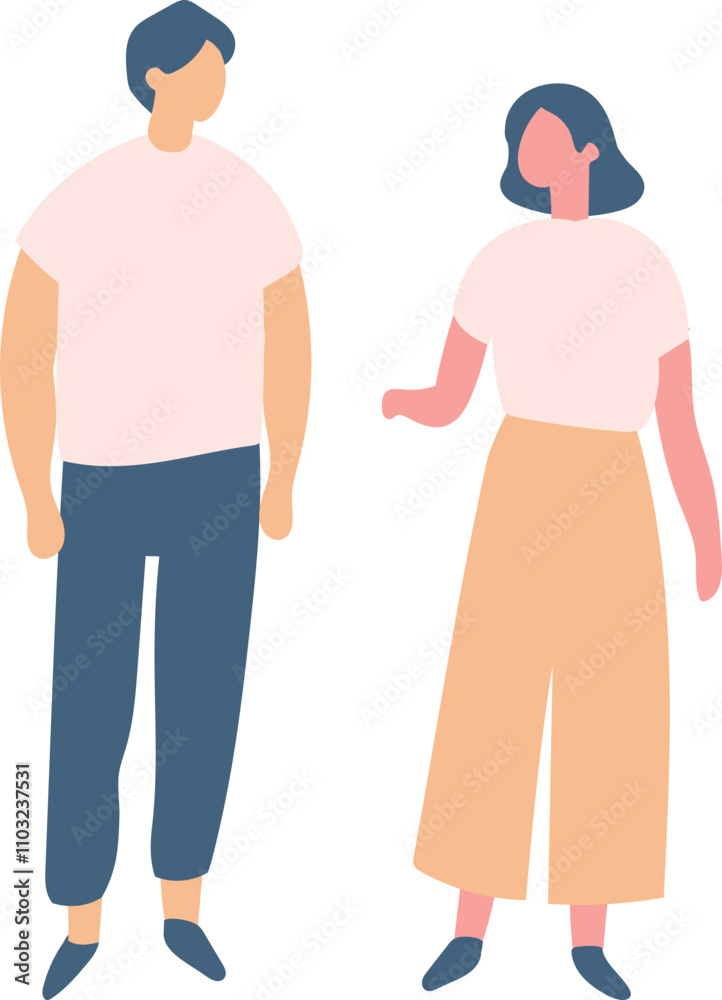 Stylized vector flat style couple silhouette isolated on background Stylized vector flat style couple silhouette isolated on background
