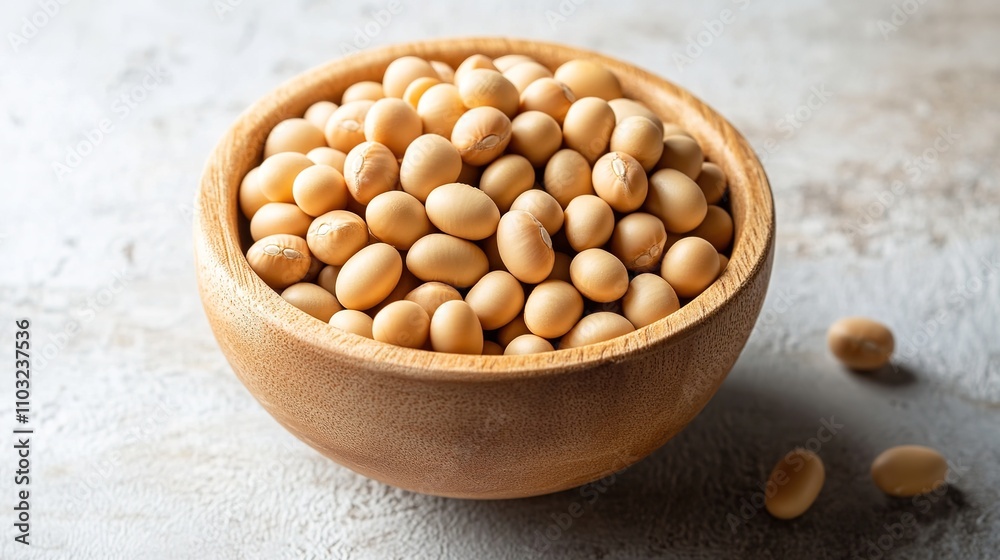 A close-up illustration of a soybean, showcasing its smooth, round shape and natural beige color. The detailed texture of the soybean is highlighted, making it a perfect visual for concepts A close-up illustration of a soybean, showcasing its smooth, round shape and natural beige color. The detailed texture of the soybean is highlighted, making it a perfect visual for concepts