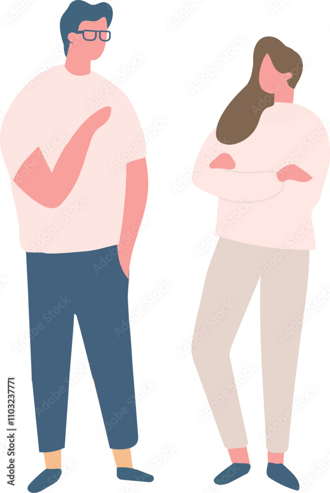 Stylized vector flat style couple man and woman silhouette isolated on background Stylized vector flat style couple man and woman silhouette isolated on background