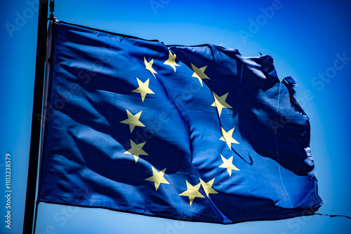 eu crisis fitting old flag The flag of Europe or European flag consists of twelve golden stars forming a circle on a blue field. It is the official flag of the European Union