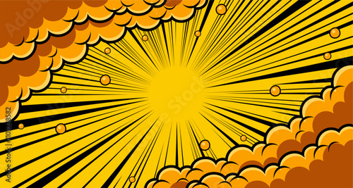Comic book cartoon Cartoon puff cloud comic background. Pop art funny smoke steam. 