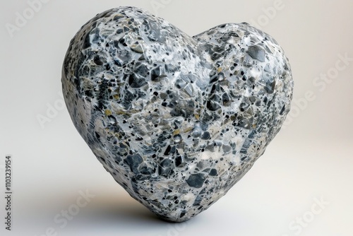 Stone Heart, Polished Granite Heart, Pebble Love Symbol 3d Imitation, White Background