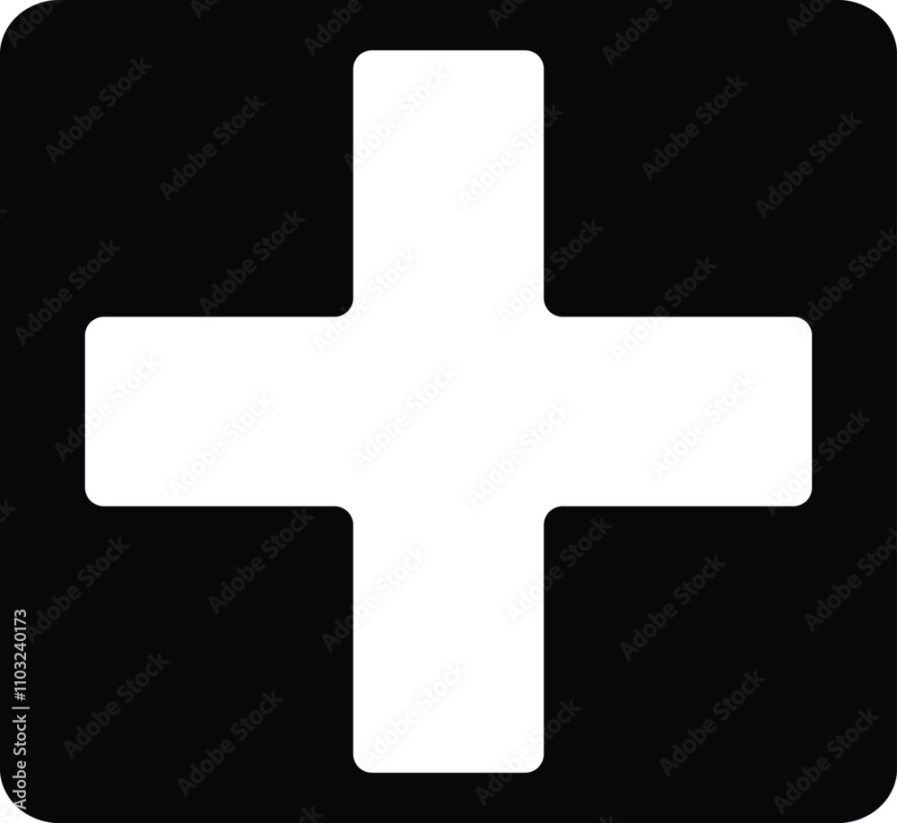 White cross medical on red circle icon flat vector design White cross medical on red circle icon flat vector design