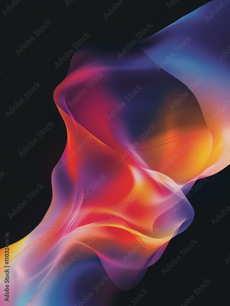 3d Geometric Fluid Liquid Energy Shapes on Black