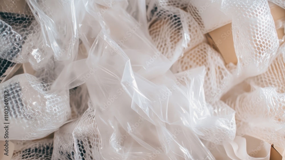 Clear Plastic Wrap and Bubble Wrap Over Boxes in Disarray Clear Plastic Wrap and Bubble Wrap Over Boxes in Disarray