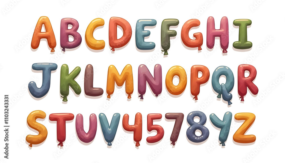 Colorful Balloon Alphabet and Numbers Set: A Fun and Playful Design for Kids and Celebrations Colorful Balloon Alphabet and Numbers Set: A Fun and Playful Design for Kids and Celebrations