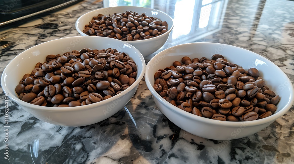 Fototapeta premium Microwave roasted beans for coffee