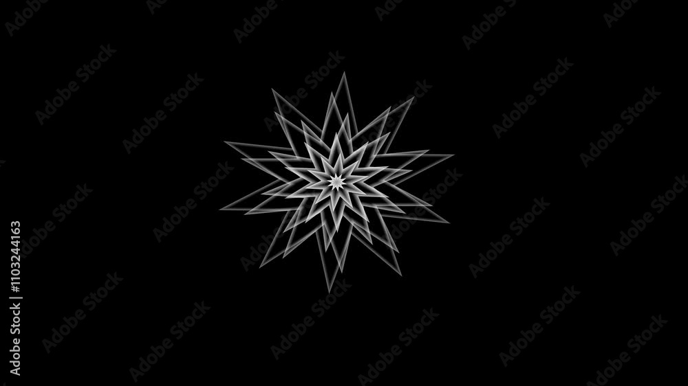 Decorative Animated White Star - Black Background Decorative Animated White Star - Black Background