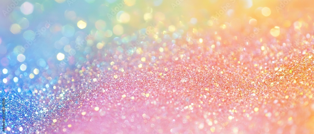 Vibrant rainbow pastel glitter background with shimmering sparkles and soft gradient colors for creative design projects