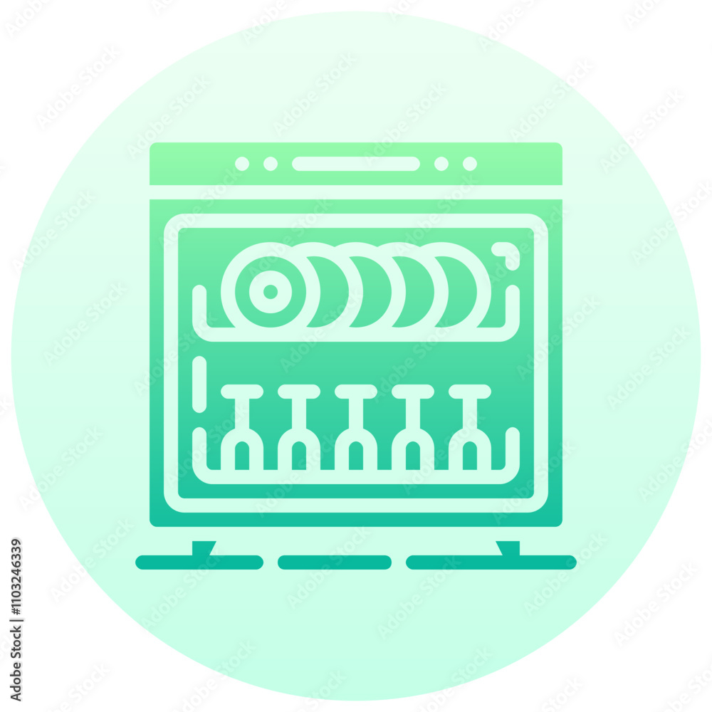 dishwasher round gradient vector icon dishwasher round gradient vector icon