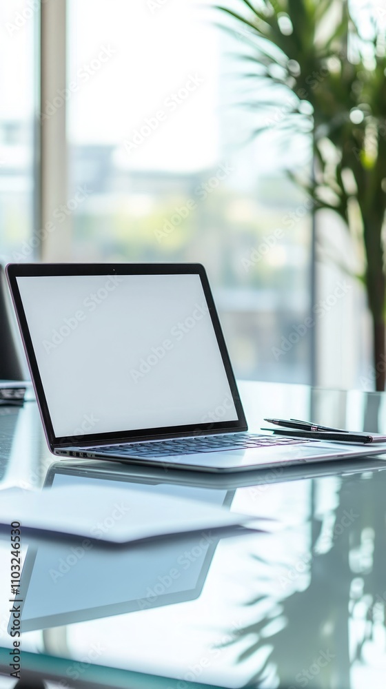 Modern Office Workspace with Laptop Modern Office Workspace with Laptop
