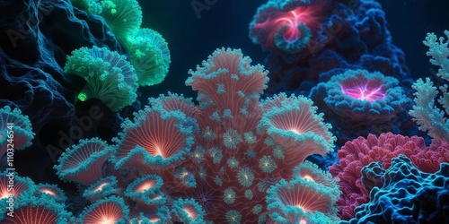 Vibrant Coral Reef Scene with Underwater Life in Ocean