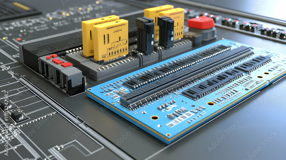 Abstract Technology, Circuit Board with Integrated Components, Sophisticated Design, Detailed Illustration Abstract Technology, Circuit Board with Integrated Components, Sophisticated Design, Detailed Illustration