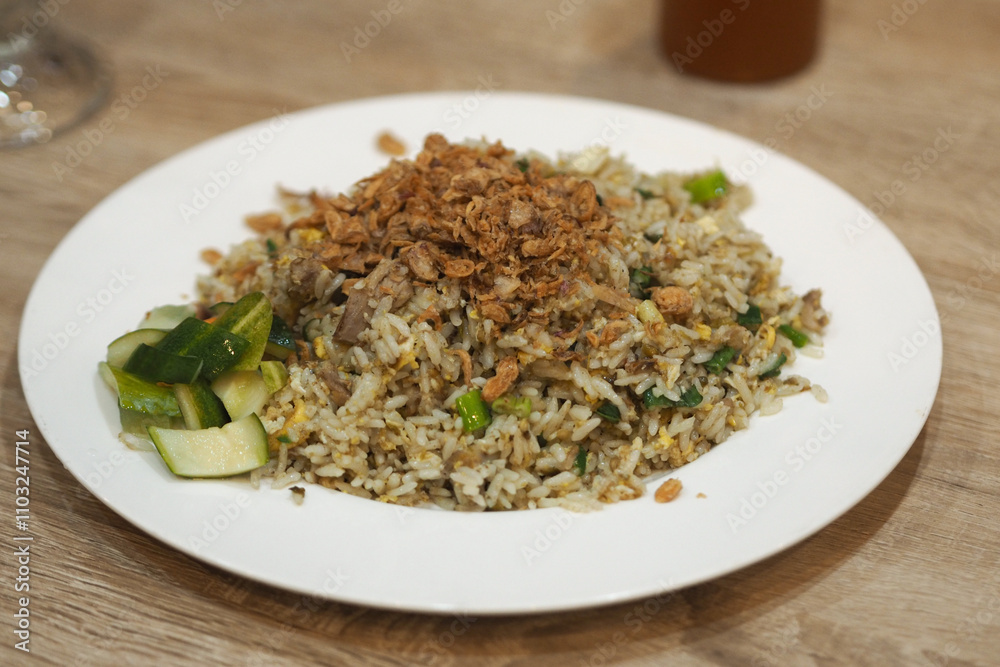 duck fried rice with green chili sauce, good for recipe or commercial duck fried rice with green chili sauce, good for recipe or commercial