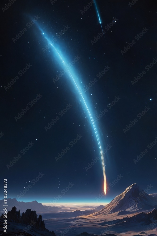 a night sky scene ,comet strike concept ai gen a night sky scene ,comet strike concept ai gen