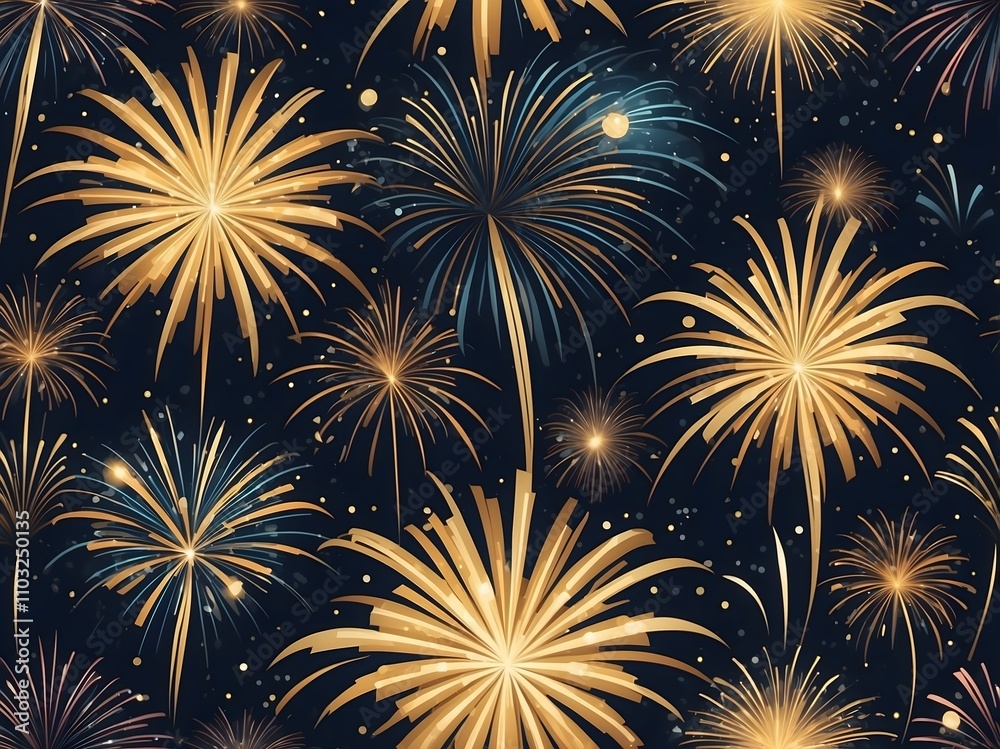 Naklejka premium abstract fireworks background and space for text. Fireworks at Night 