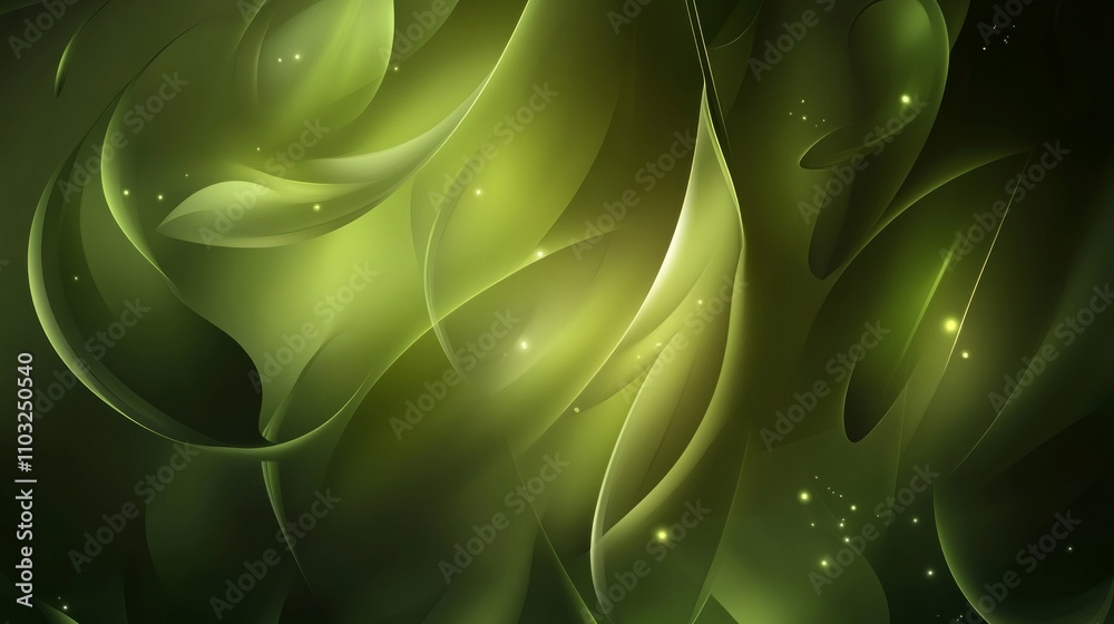 Abstract Green Design Background with Glowing Shapes Abstract Green Design Background with Glowing Shapes