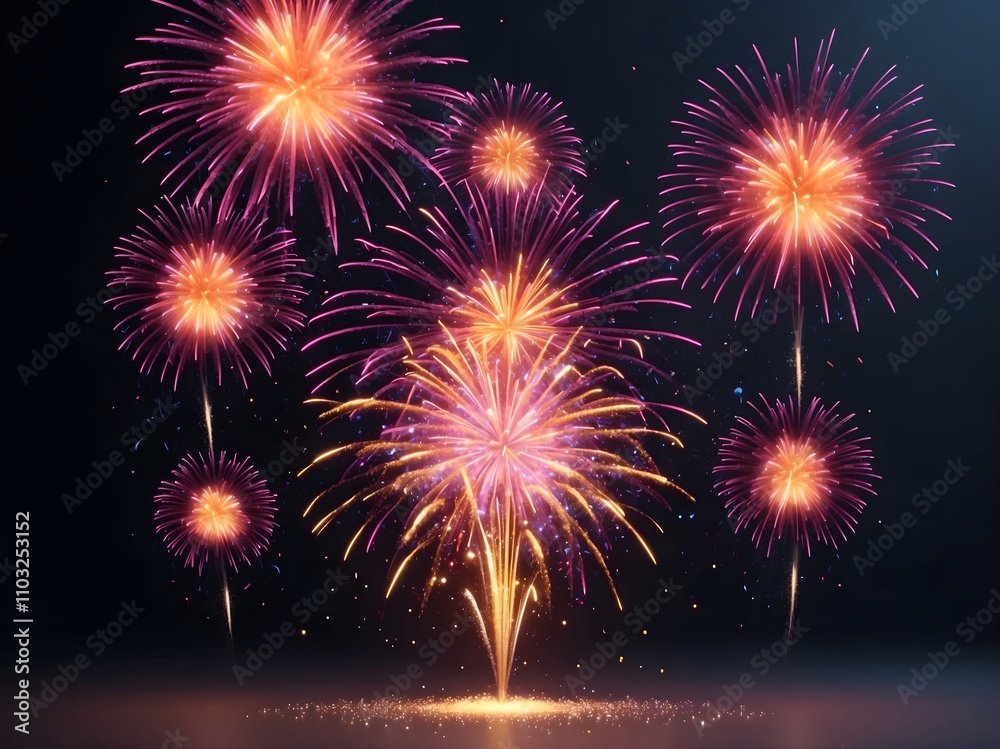 Naklejka premium abstract fireworks background and space for text. Fireworks at Night