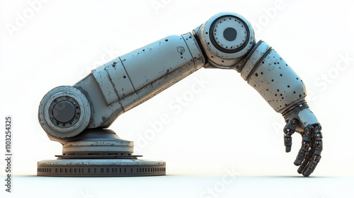 robotic arm 3d on white background. Mechanical hand. Industrial robot manipulator. Modern industrial technology. photo