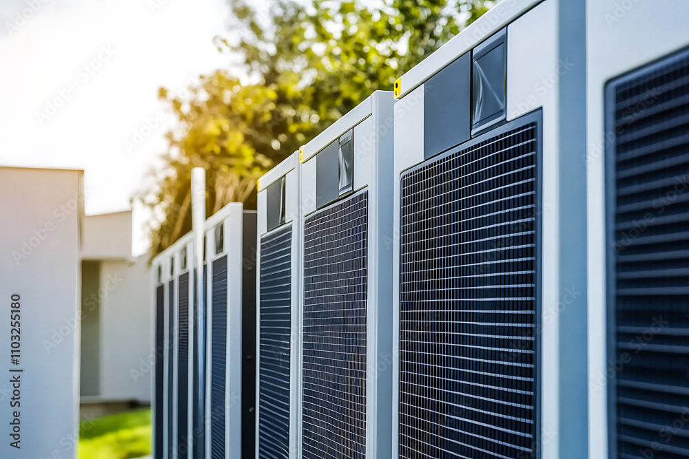 Home Battery Packs in Modern Garage: Sustainable Energy Storage and Backup System for Renewable Power Home Battery Packs in Modern Garage: Sustainable Energy Storage and Backup System for Renewable Power