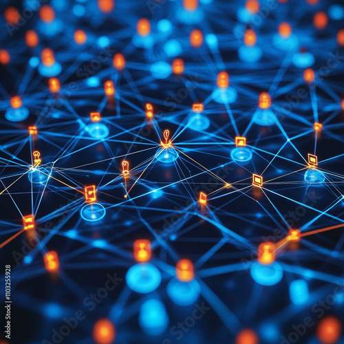 Ai-generated network connections digital environment abstract visualization technology insights futuristic perspective