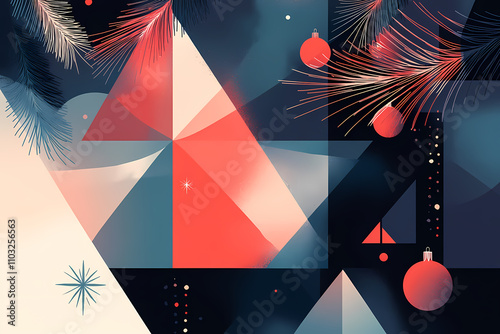 Christmas abstract design, illustrated with geometric shapes and soft gradients