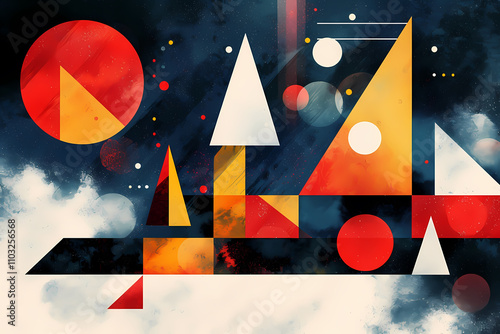 Christmas abstract design, illustrated with geometric shapes and soft gradients