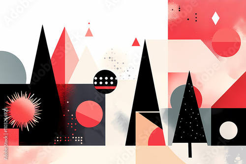 Christmas abstract design, illustrated with geometric shapes and soft gradients