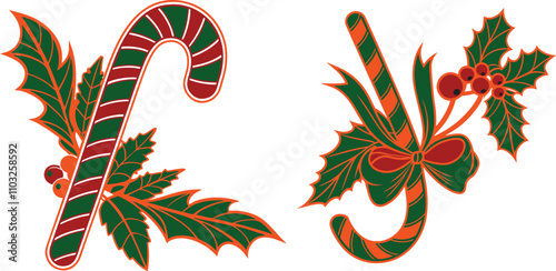Christmas Candy Cane color vector, illustration