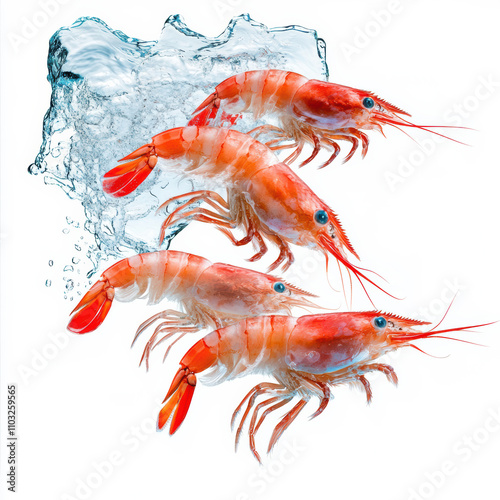 Wallpaper Mural Shrimp with water splash isolated on white background. Torontodigital.ca