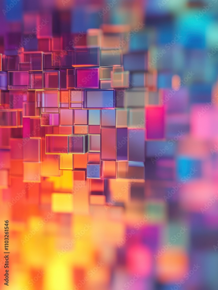 Abstract colorful blurry pixel blocks background. Bg and technology, digital world concept. 3D Rendering Abstract colorful blurry pixel blocks background. Bg and technology, digital world concept. 3D Rendering