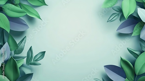 Lush Green Leaves Frame a Soft Green Background