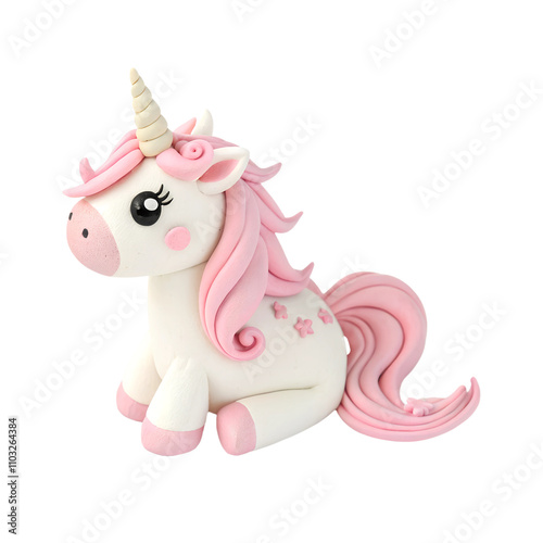 ​a clay Cute Unicorn, isolated on a transparent background