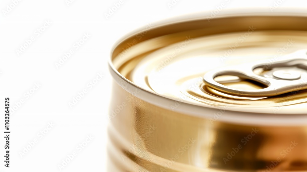 Close-up of unopened canned food with recall label on clean white background, slight tilt emphasizing label, copy space for text. Close-up of unopened canned food with recall label on clean white background, slight tilt emphasizing label, copy space for text.