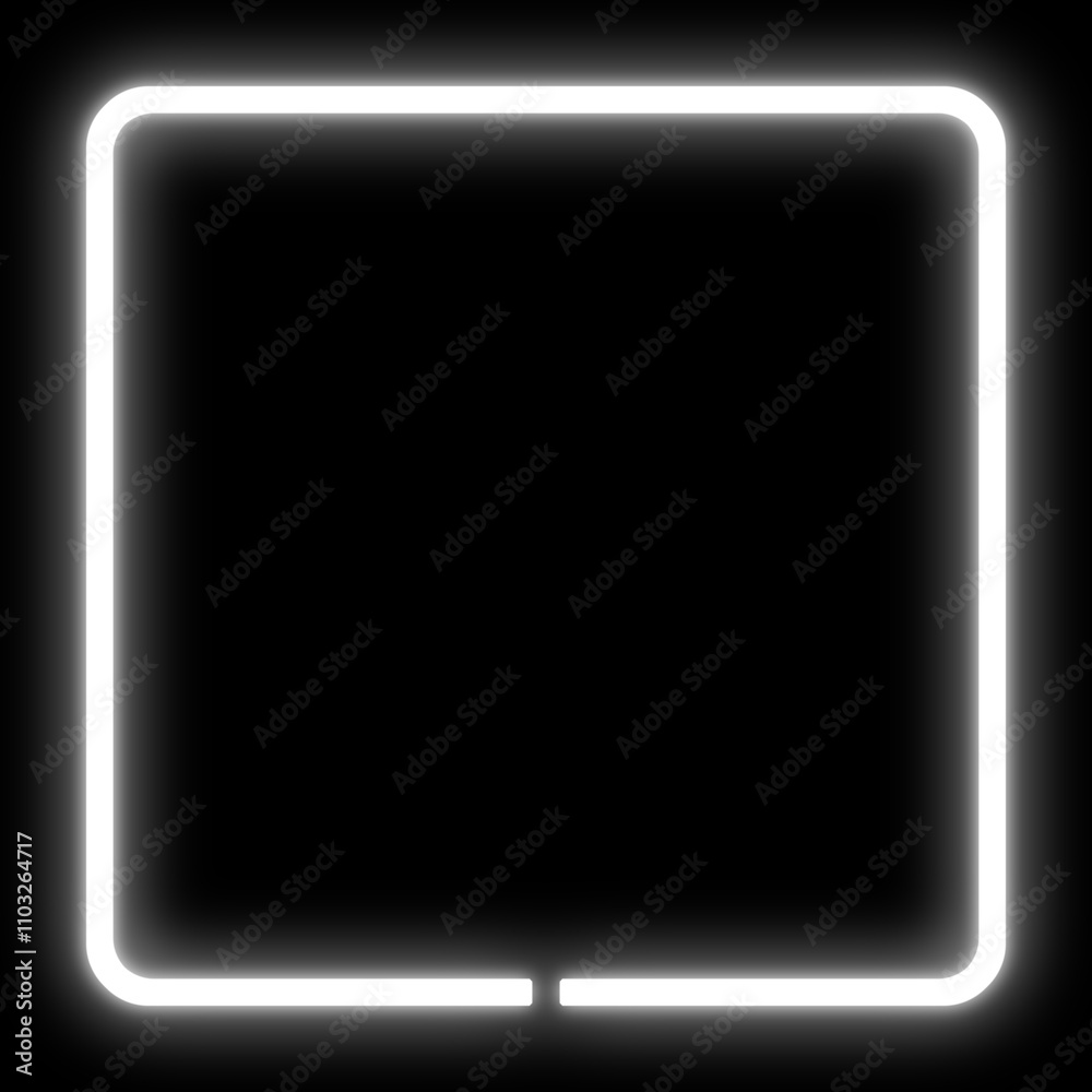 Blackboard and square neon light with glowing. black border with gradient. abstract background copy space Blackboard and square neon light with glowing. black border with gradient. abstract background copy space
