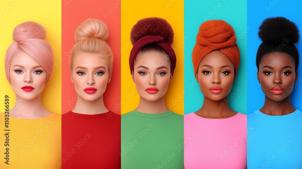 Vibrant and diverse, a stunning display of women's hair colors styles diverse Vibrant and diverse, a stunning display of women's hair colors styles diverse