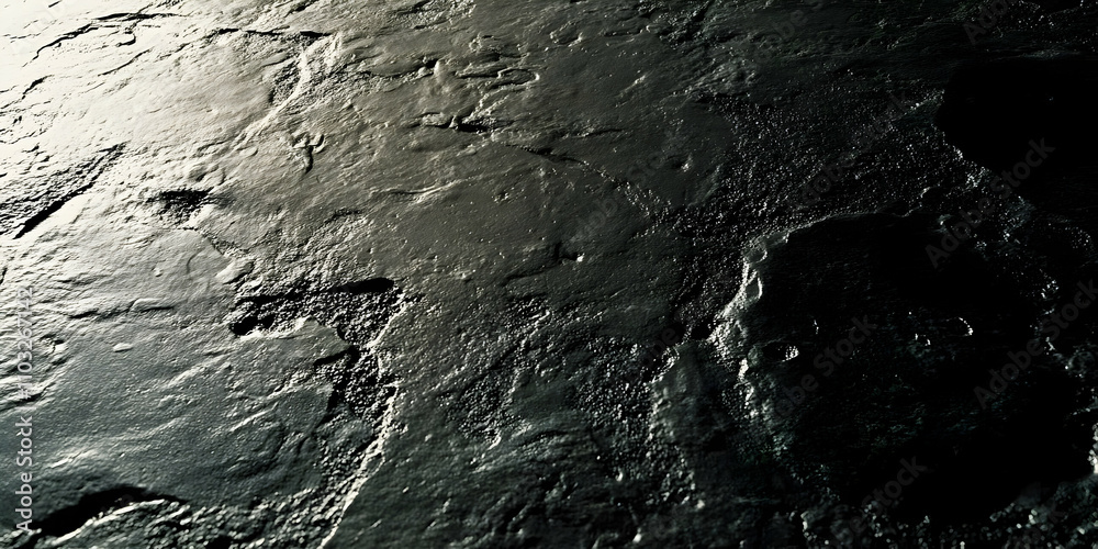 Fototapeta premium Dark Textured Stone Surface, Abstract Background Image with Deep Shadows and Uneven Texture