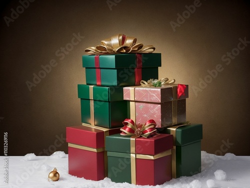 Christmas theme background, gift box and Christmas tree.