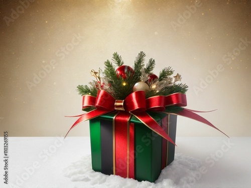 Christmas theme background, gift box and Christmas tree.