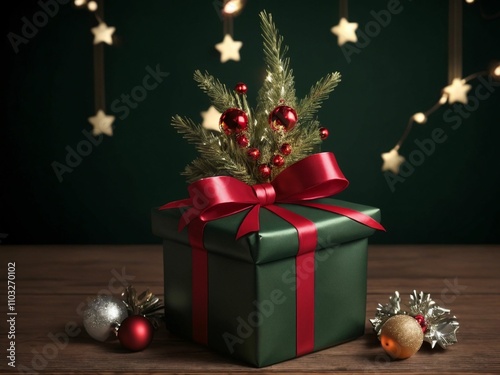 Christmas theme background, gift box and Christmas tree.