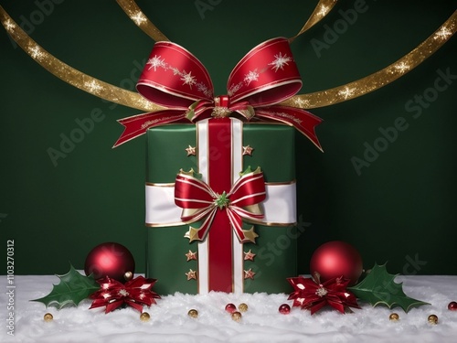 Christmas theme background, gift box and Christmas tree.