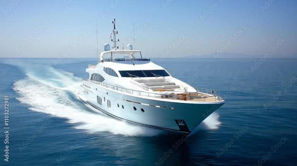 Fototapeta premium Luxury yacht sailing in the mediterranean sea on a sunny day