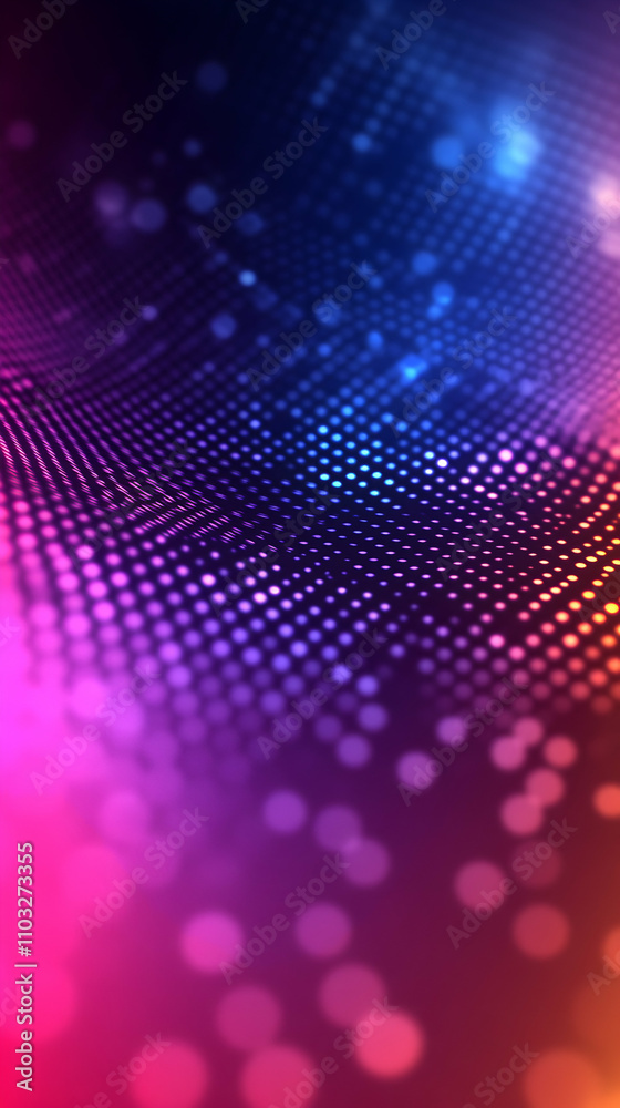 Abstract Purple and Blue Dotted Wave Background; Digital Art with Vibrant Gradient and Bokeh Effects Abstract Purple and Blue Dotted Wave Background; Digital Art with Vibrant Gradient and Bokeh Effects