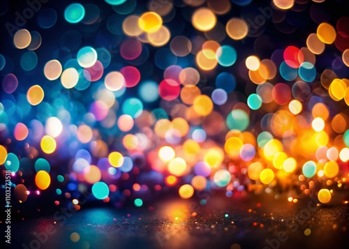 Abstract Defocused Light on Black Background: Captivating Blurry Bokeh Effects for Stunning Visuals and Artistic Creations in Photography and Design Projects