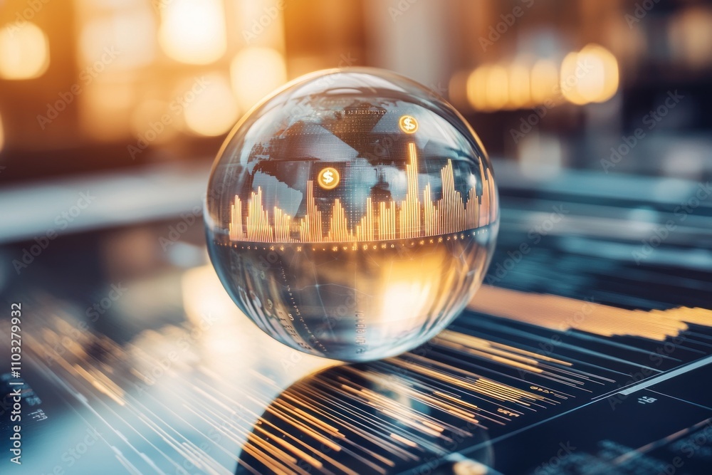 Financial analytics sphere modern office digital visualization urban setting close-up market insights Financial analytics sphere modern office digital visualization urban setting close-up market insights