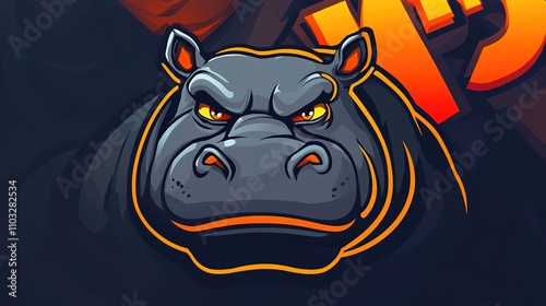 A dynamic and bold hippo esport mascot logo design in vector style, featuring a fierce and powerful hippo with gaming elements, embodying strength and energy for an esports team or brand. photo