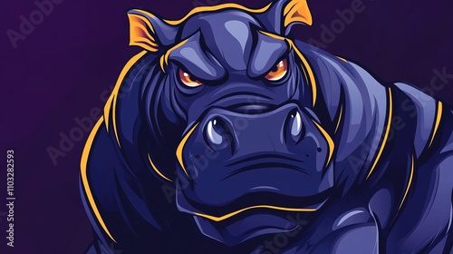 A dynamic and bold hippo esport mascot logo design in vector style, featuring a fierce and powerful hippo with gaming elements, embodying strength and energy for an esports team or brand. photo